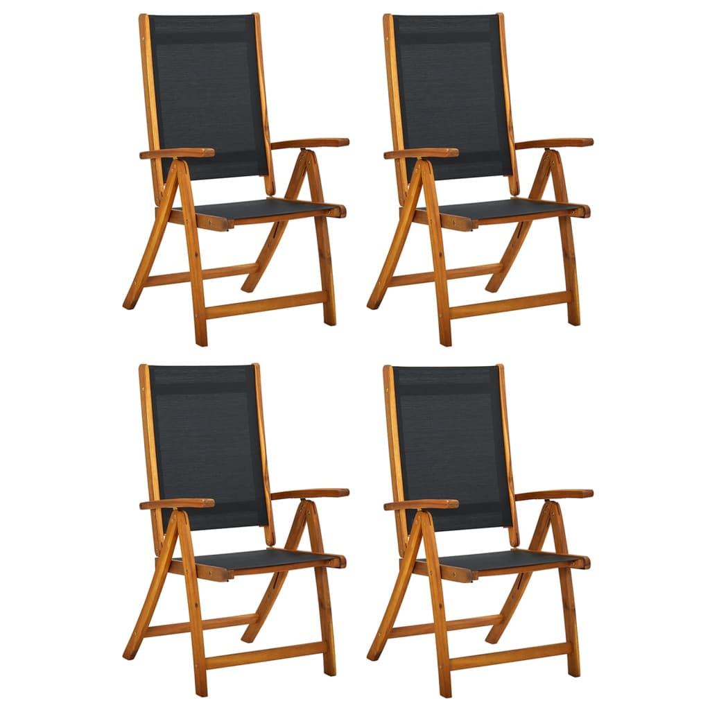 vidaXL Składane krzesła ogrodowe, 4 szt., drewno akacjowe i textilene