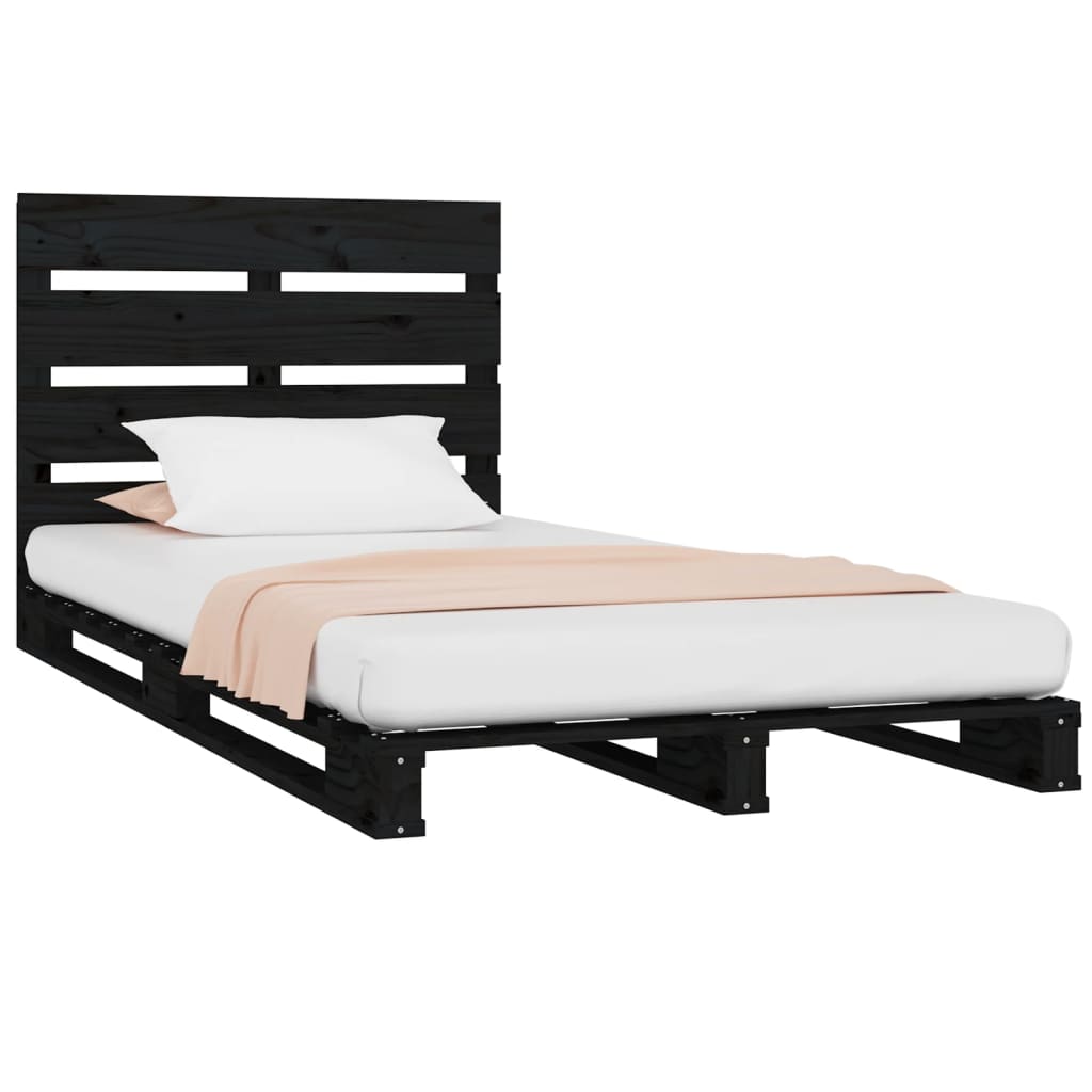 vidaXL Rama łóżka, czarna, 75x190 cm, lite drewno sosnowe