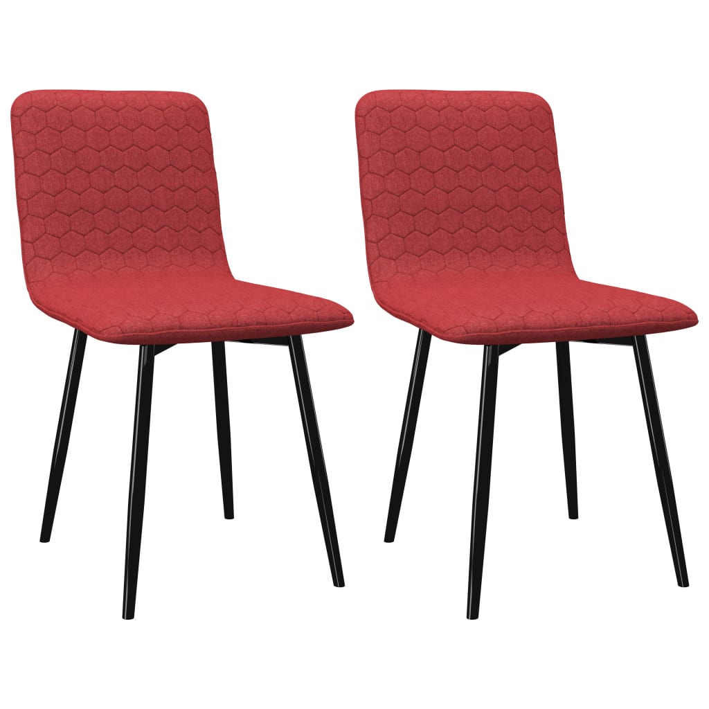 vidaXL Krzesła jadalniane, 2 szt., czerwone wino, tapicerowane tkaniną