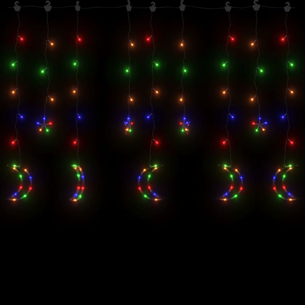 vidaXL Lampki świąteczne z gwiazdkami i księżycami, na pilota, 138 LED