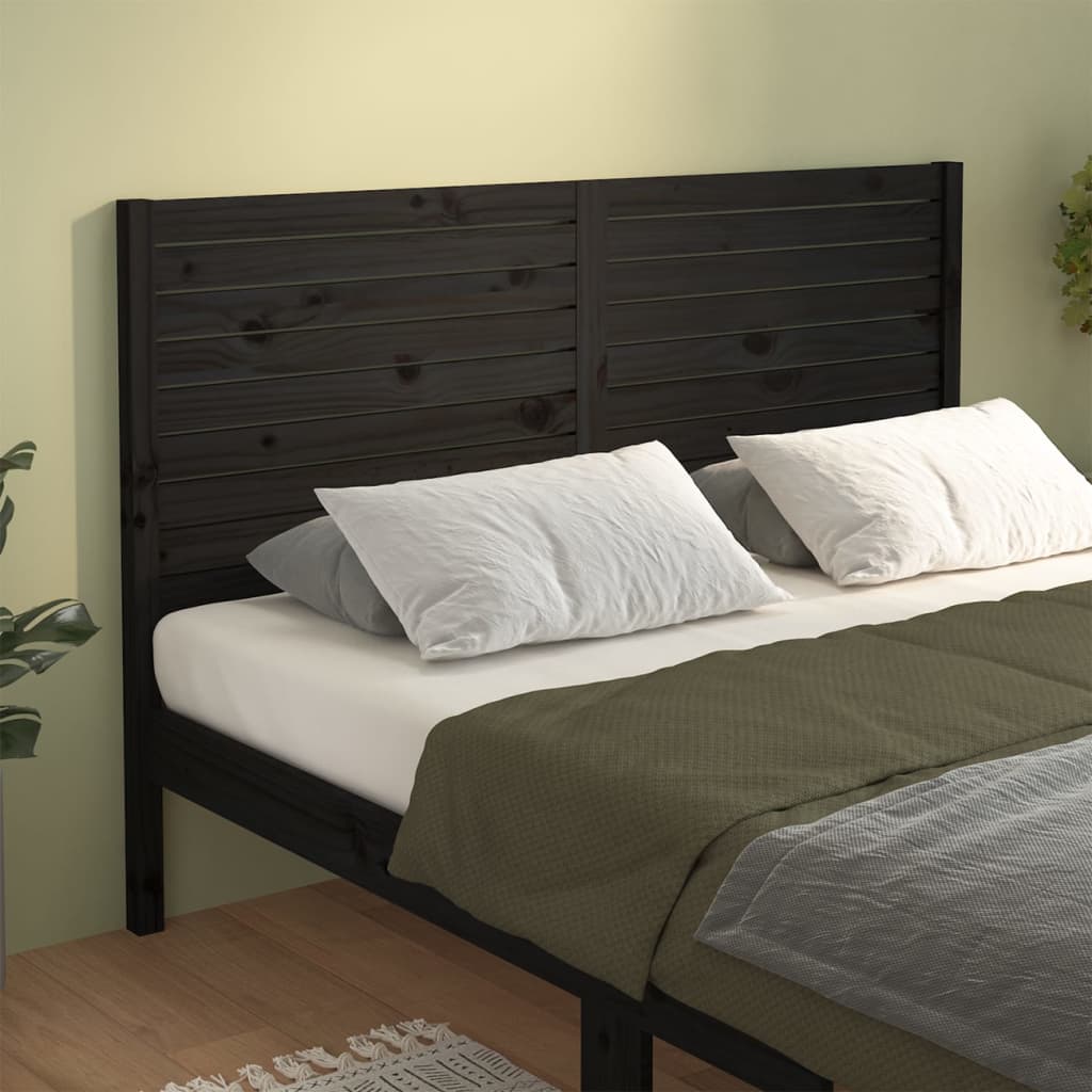 vidaXL Wezgłowie łóżka, czarne, 146x4x100 cm, lite drewno sosnowe