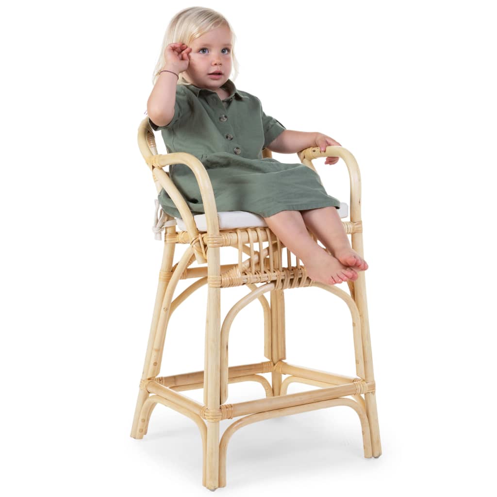CHILDHOME Krzesełko dla dziecka z poduszką Montana, rattanowe