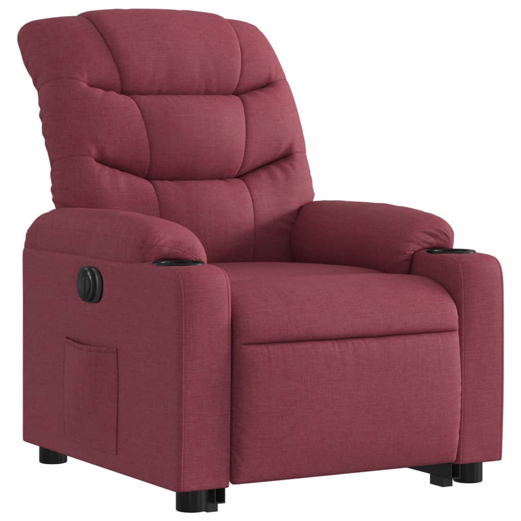 vidaXL Podnoszony fotel masujący, elektryczny, rozkładany, bordowy