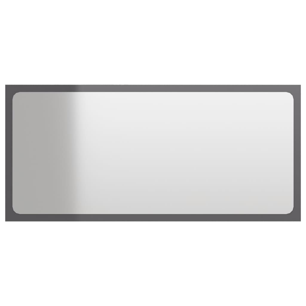 vidaXL Lustro łazienkowe, wysoki połysk, szare, 80x1,5x37 cm, płyta