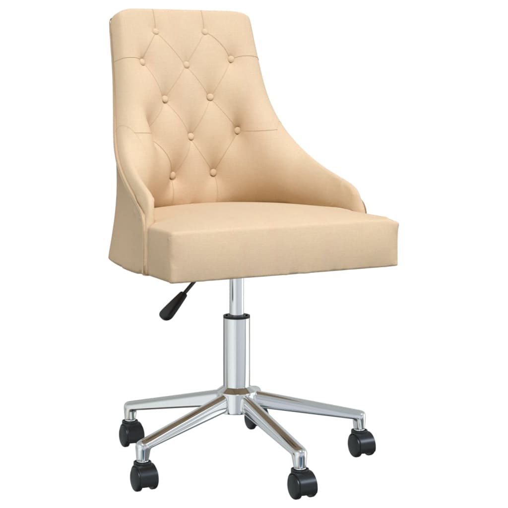 vidaXL Obrotowe krzesło stołowe, kremowe, tapicerowane tkaniną