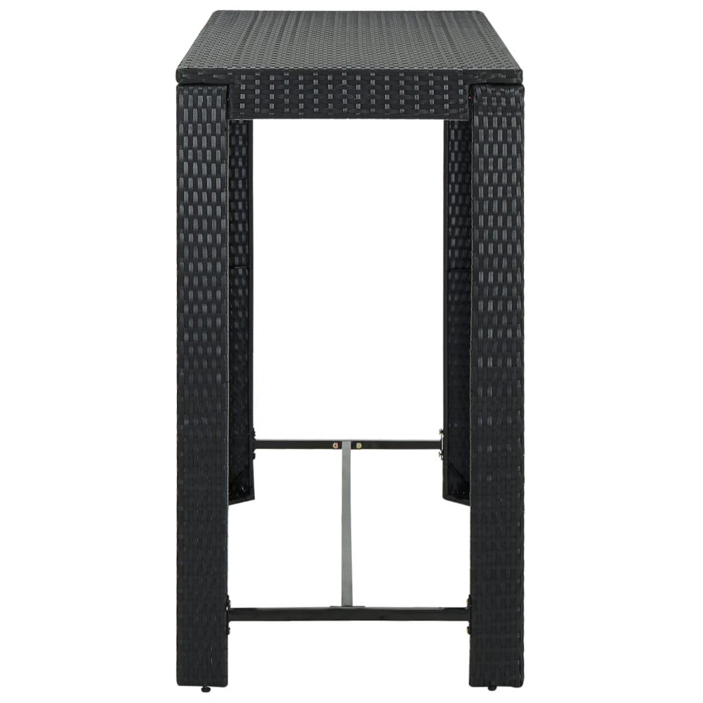 vidaXL Ogrodowy stolik barowy, czarny, 140,5x60,5x110,5 cm, rattan PE
