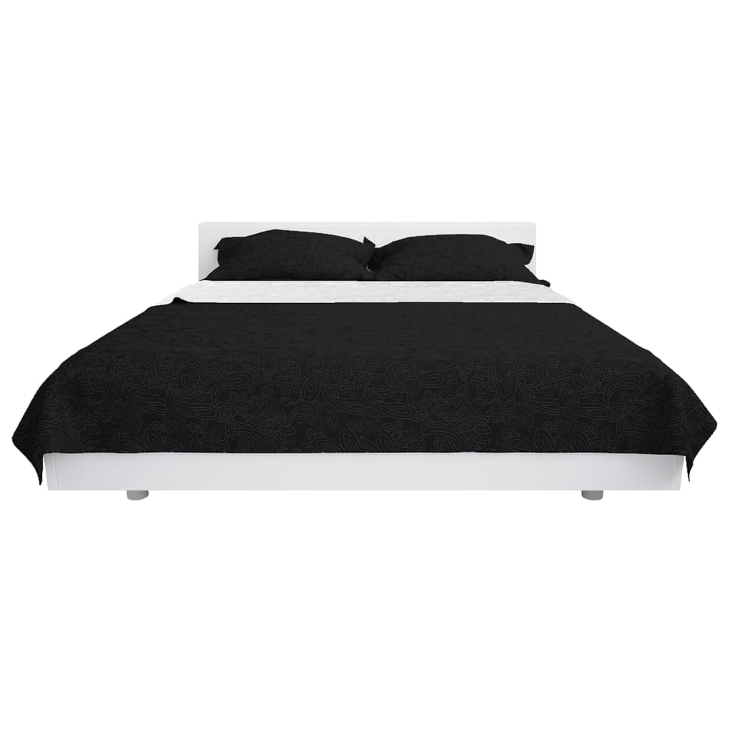 vidaXL Dwustronna, pikowana narzuta na łóżko, 170x210 cm, czarno-biała