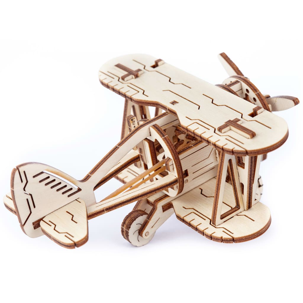 WOODEN CITY Drewniany model dwupłatowego samolotu, zestaw modelarski