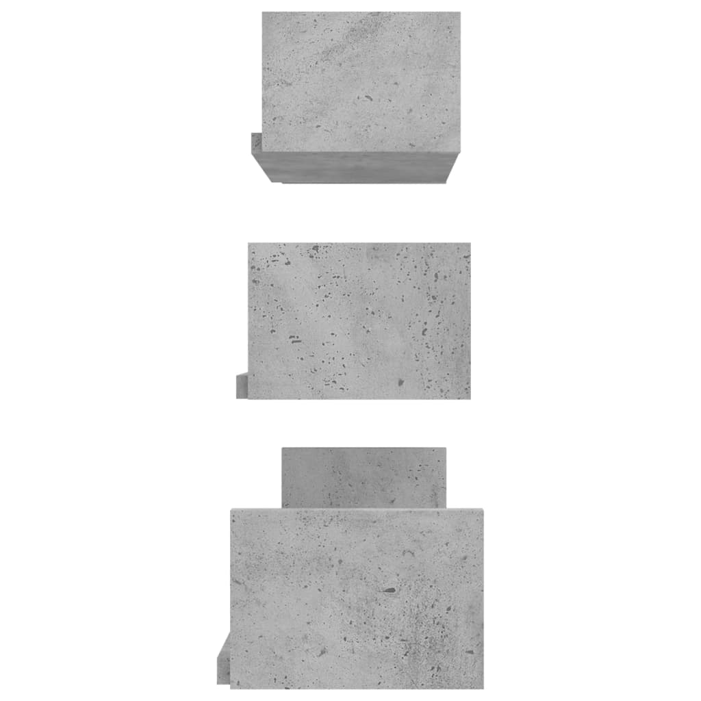 vidaXL Półki ścienne, 3 szt., betonowy szary, materiał drewnopochodny