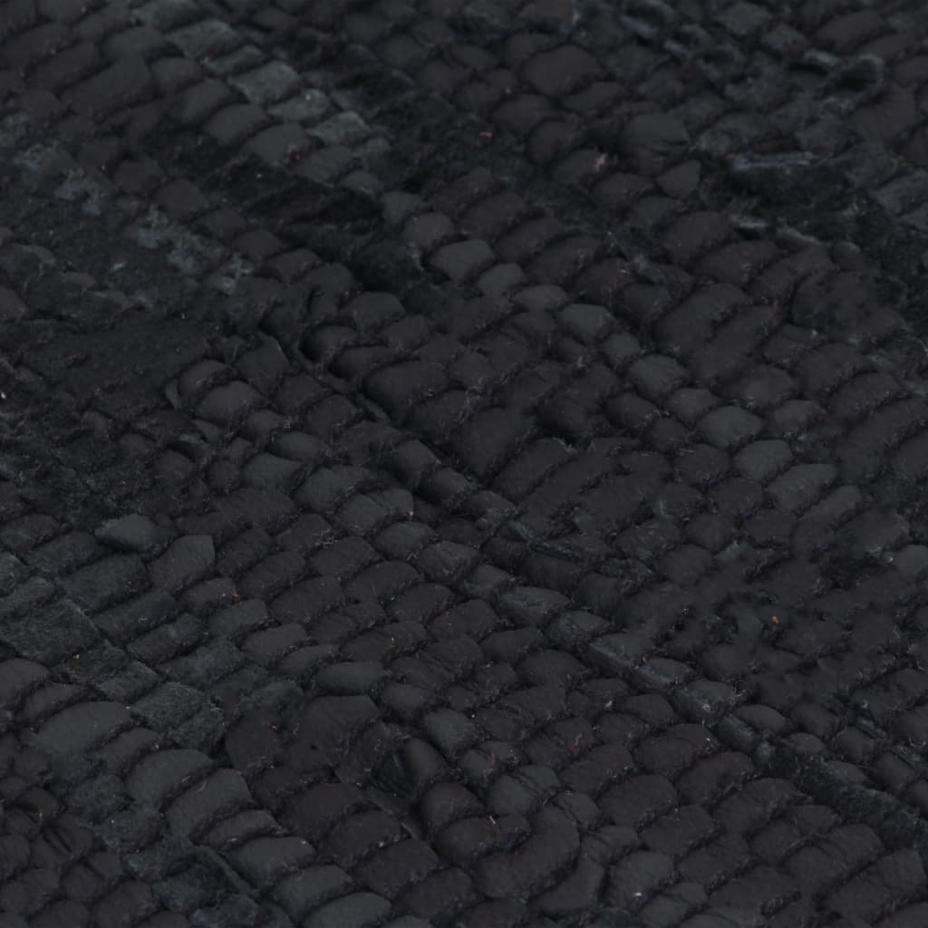 vidaXL Ręcznie tkany dywanik Chindi, skórzany, 190x280 cm, czarny