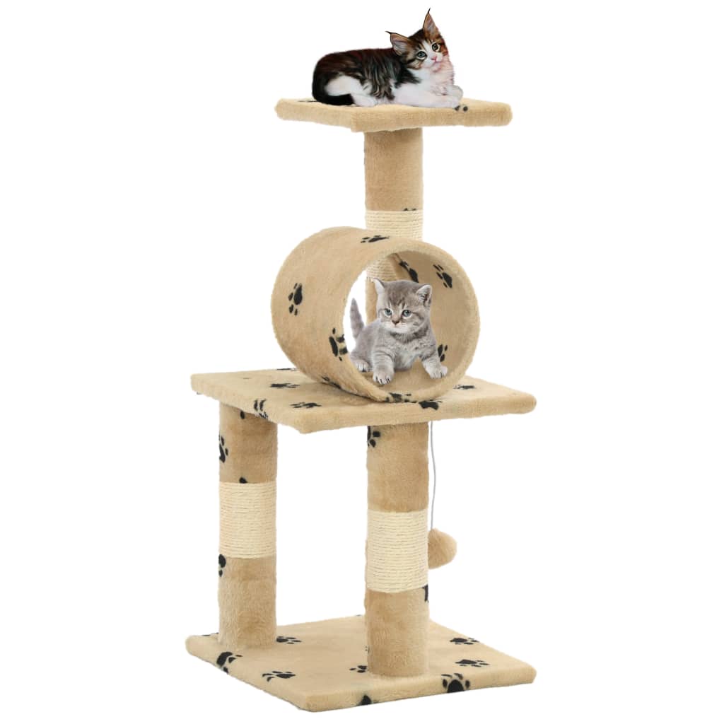 vidaXL Drapak dla kota ze słupkami sizalowymi, 65 cm, beżowy w łapki