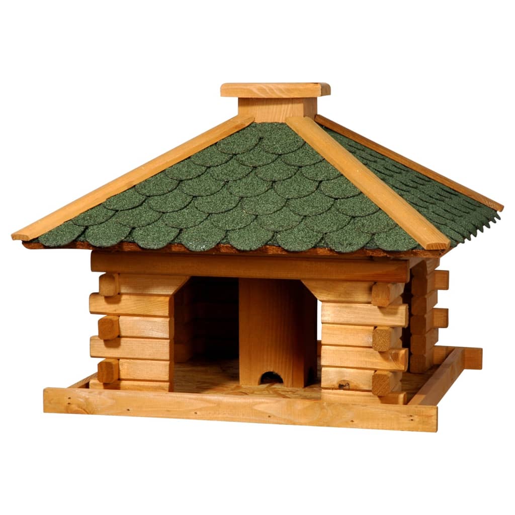 dobar Kwadratowy domek dla ptaków, zieleń i naturalny kolor drewna