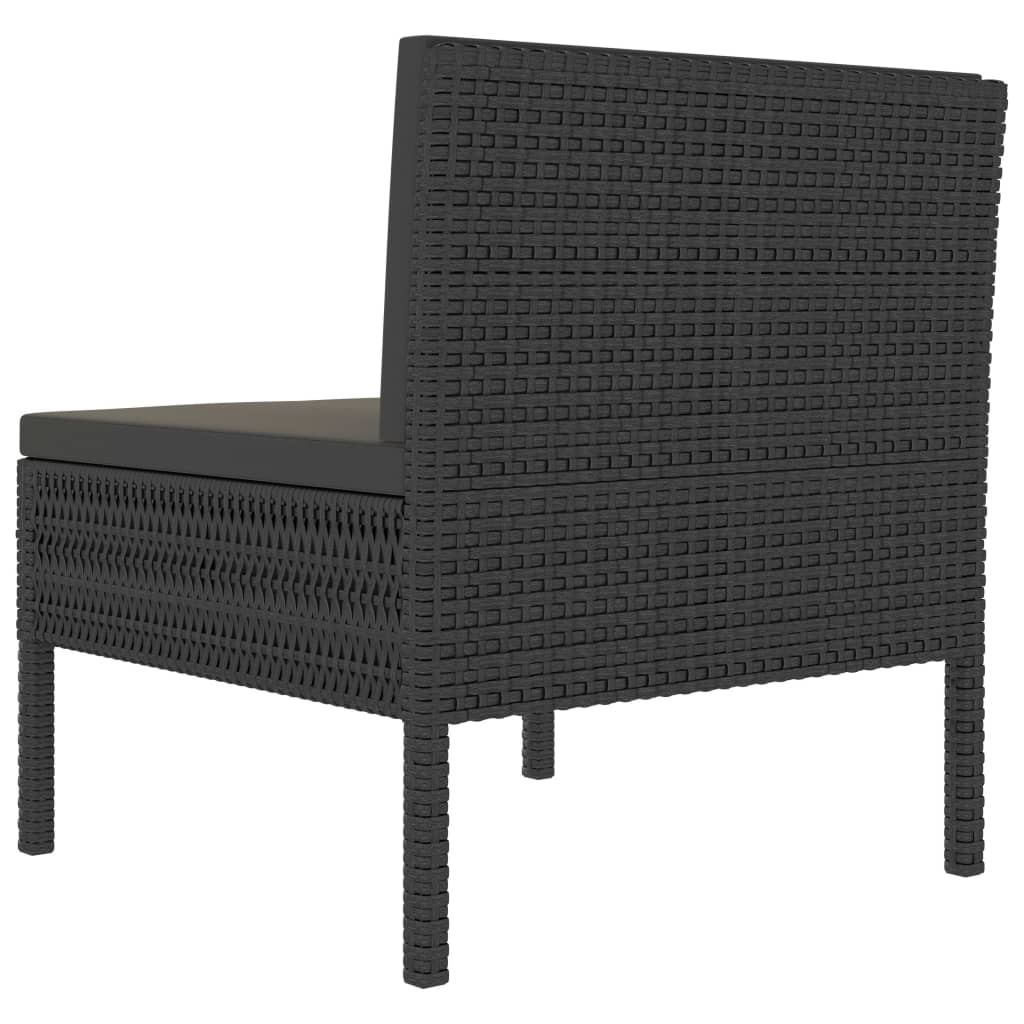 vidaXL Krzesła ogrodowe z poduszkami, 3 szt., polirattan, czarne