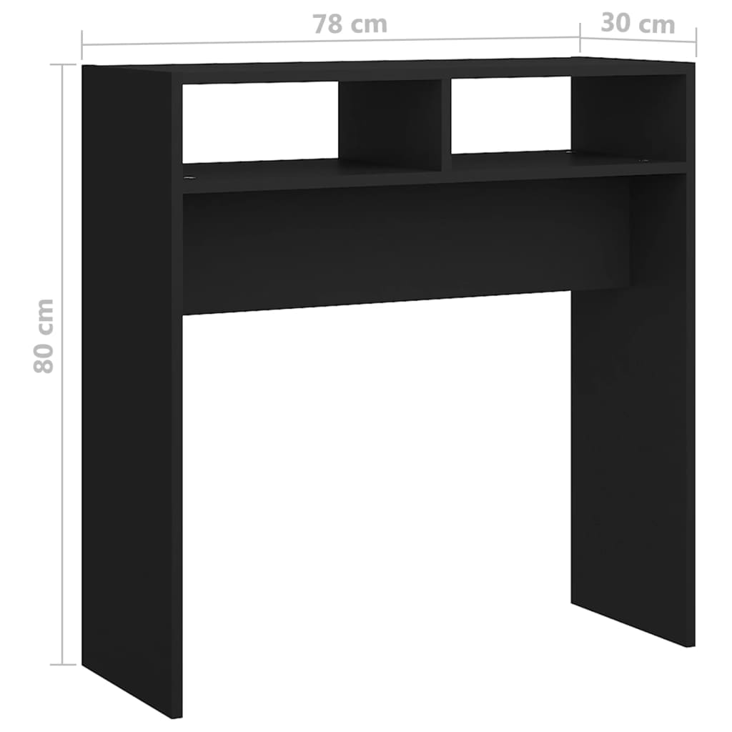 vidaXL Stolik konsolowy, czarny, 78x30x80 cm, materiał drewnopochodny