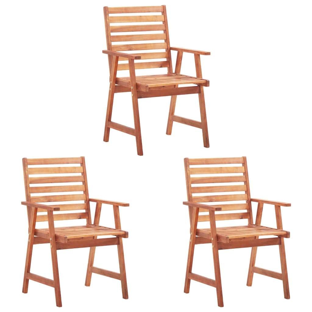 vidaXL Krzesła ogrodowe z poduszkami, 3 szt., lite drewno akacjowe
