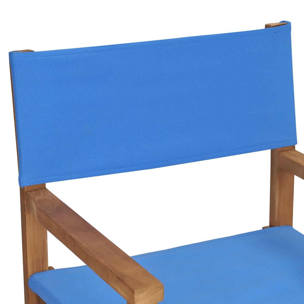 vidaXL Krzesła reżyserskie, 2 szt., lite drewno tekowe, niebieskie