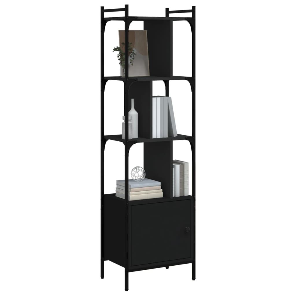 vidaXL Biblioteczka z drzwiczkami, czarna, 44,5x30x154,5 cm