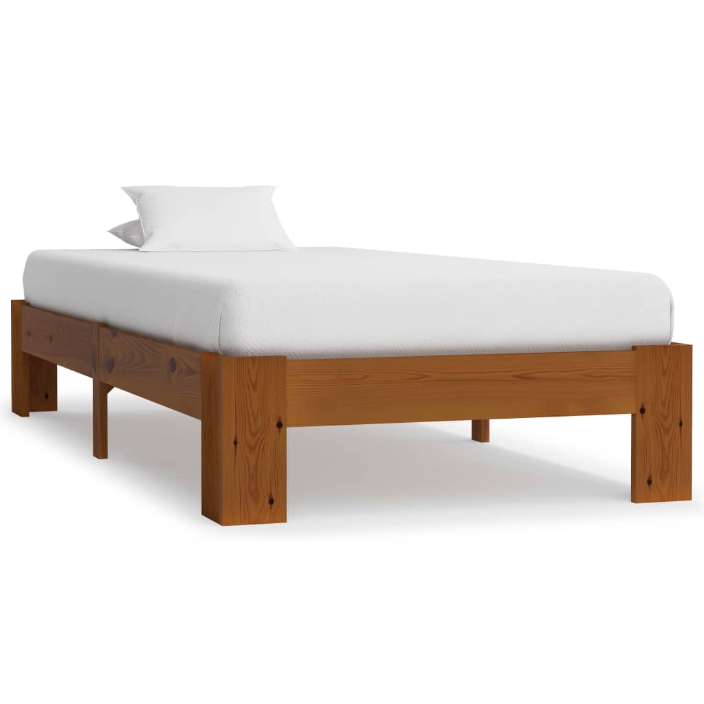 vidaXL Rama łóżka, jasnobrązowa, lite drewno sosnowe, 90 x 200 cm