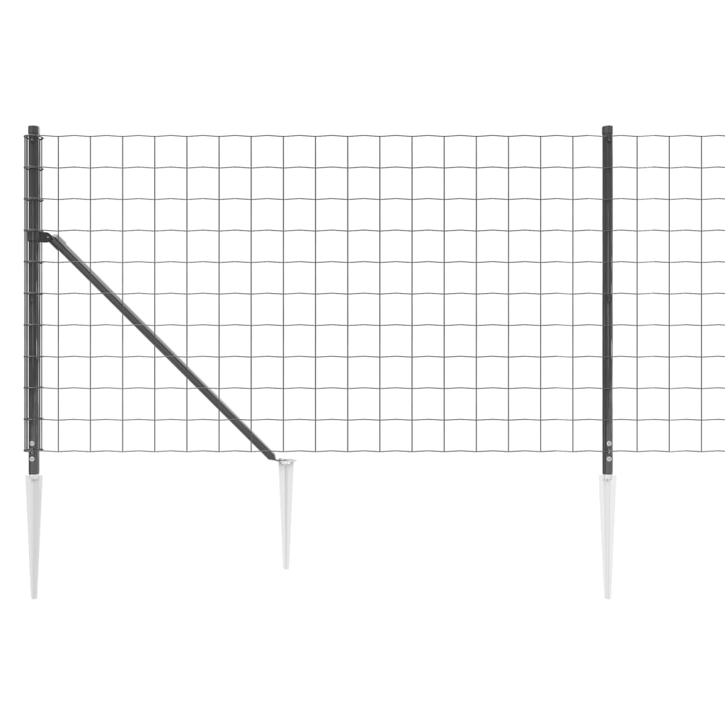 vidaXL Ogrodzenie z siatki, z kotwami, antracytowe, 1x25 m