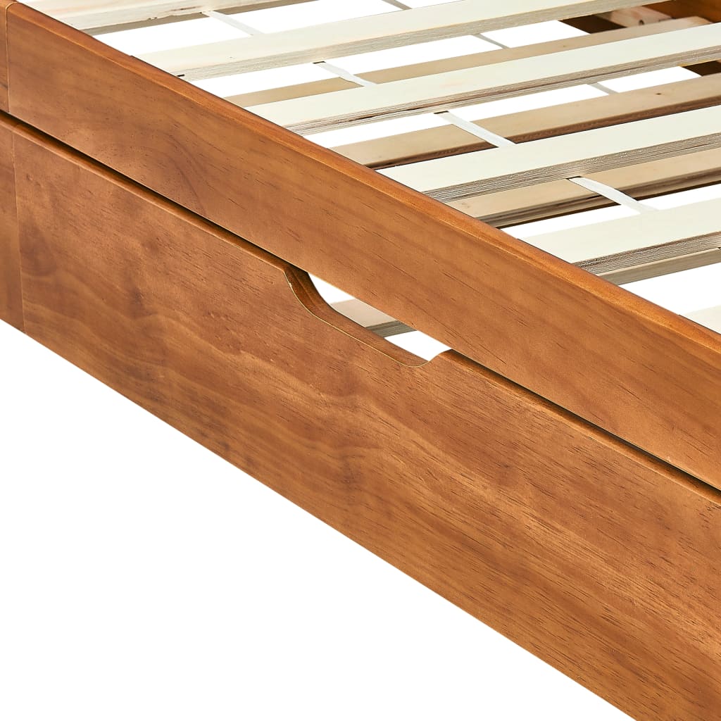 vidaXL Wysuwane łóżko, miodowy brąz, drewno sosnowe, 90x200 cm