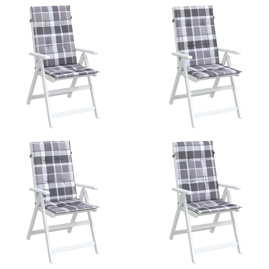 vidaXL Poduszki na krzesła ogrodowe, 4 szt., szara krata, 120x50x3 cm