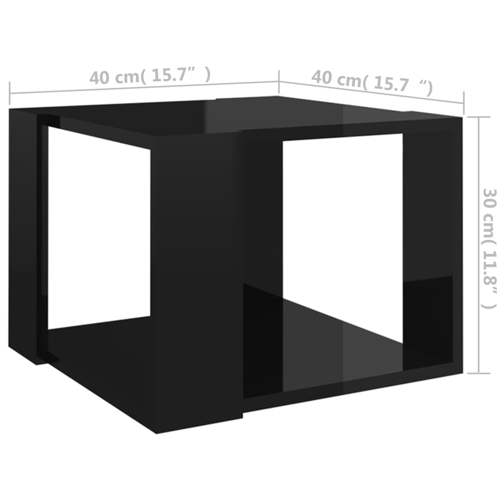 806317 vidaXL Coffee Table High Gloss Black 40x40x30 cm Engineered Wood