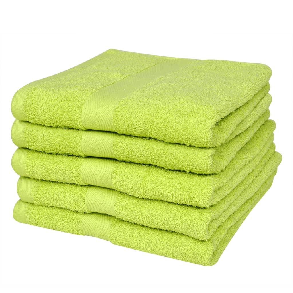 vidaXL Ręczniki, 5 szt., bawełna, 500 g/m², 50x100 cm, zielone