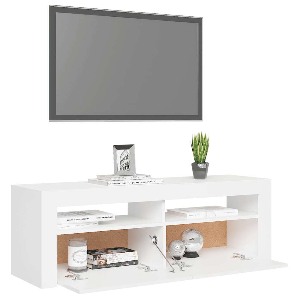 vidaXL Szafka pod TV z oświetleniem LED, biała, 120x35x40 cm