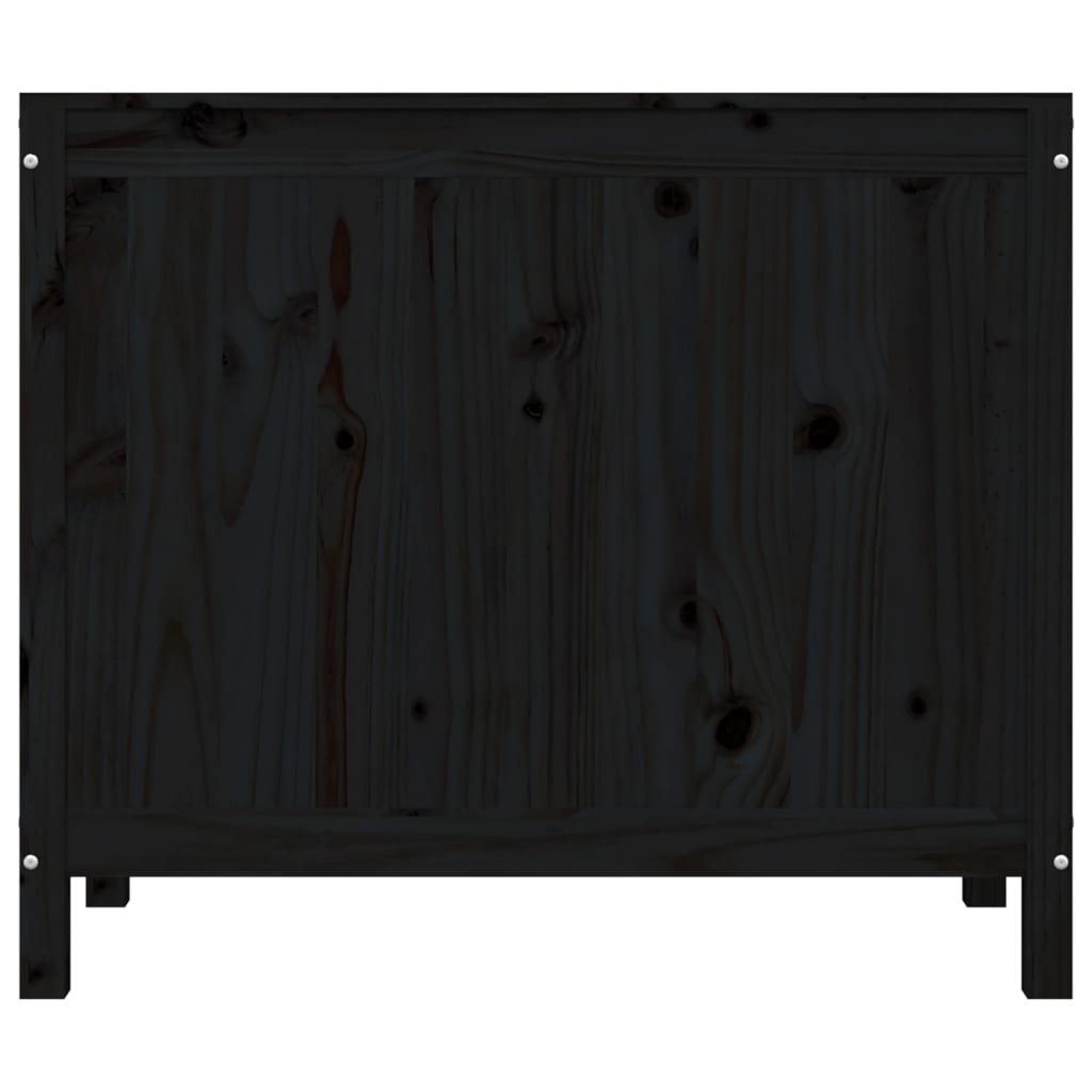 vidaXL Skrzynia na pranie, czarna, 88,5x44x76 cm, lita sosna