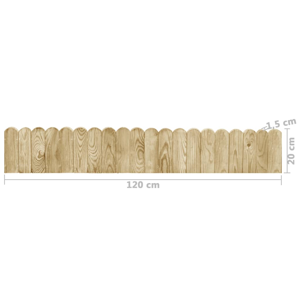 vidaXL Obrzeża ogrodowe, 3 szt., 120 cm, impregnowane drewno sosnowe