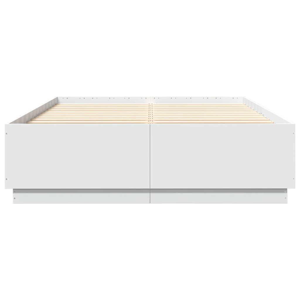 vidaXL Rama łóżka z LED, biała, 120x200 cm, materiał drewnopochodny