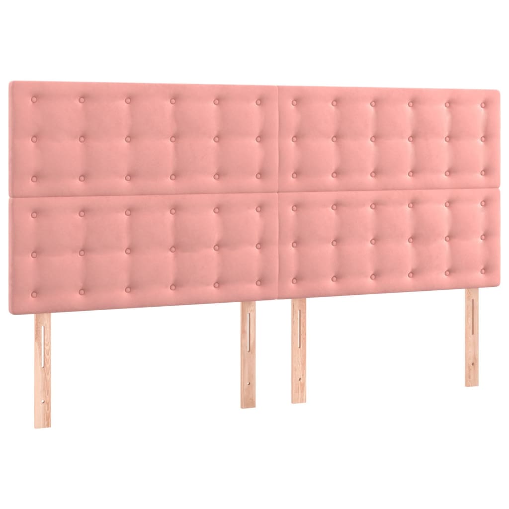 vidaXL Zagłówek do łóżka z LED, różowy, 200x5x118/128 cm, aksamit