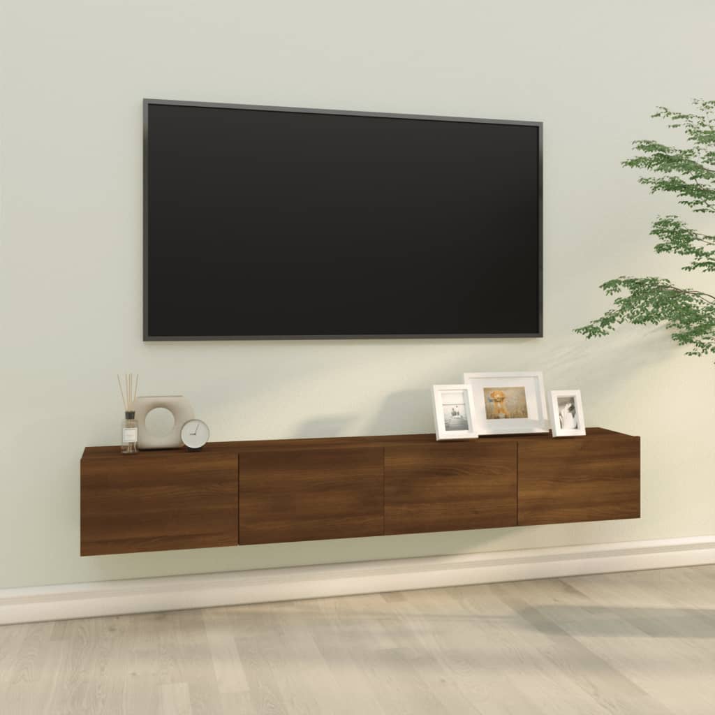 vidaXL Szafki ścienne pod TV, 2 szt., brązowy dąb, 100x30x30 cm