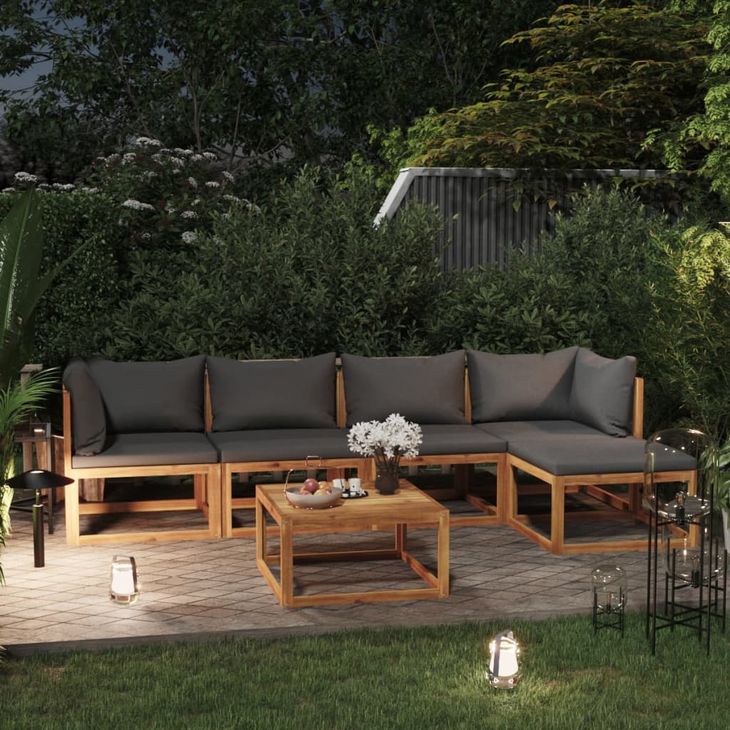 vidaXL 6-cz. zestaw wypoczynkowy do ogrodu, poduszki, drewno akacjowe