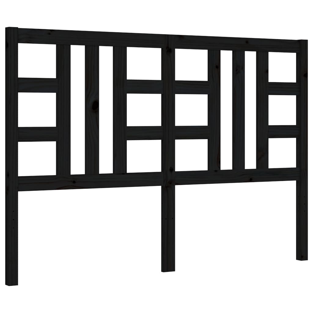 vidaXL Rama łóżka z wezgłowiem, czarna, 140x200 cm, lite drewno