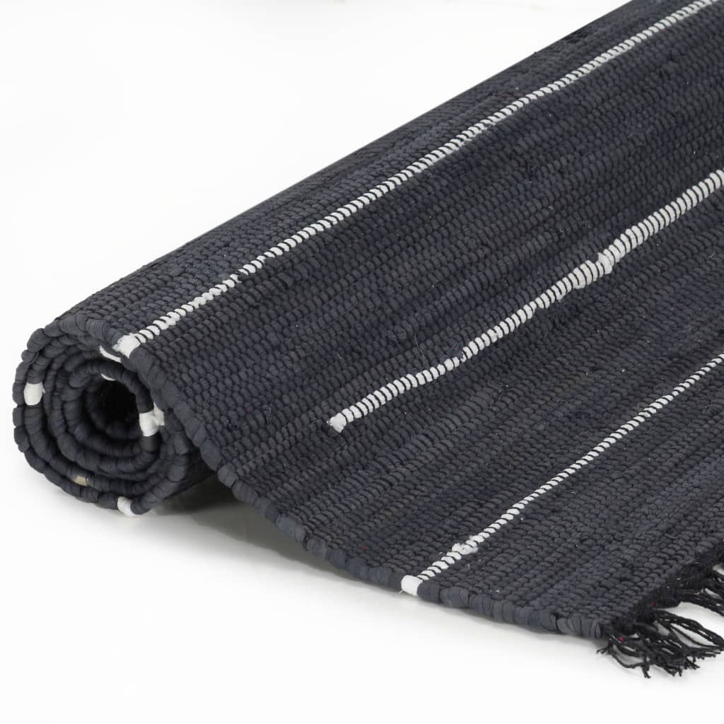 vidaXL Ręcznie tkany dywanik Chindi, bawełna, 160x230 cm, antracytowy