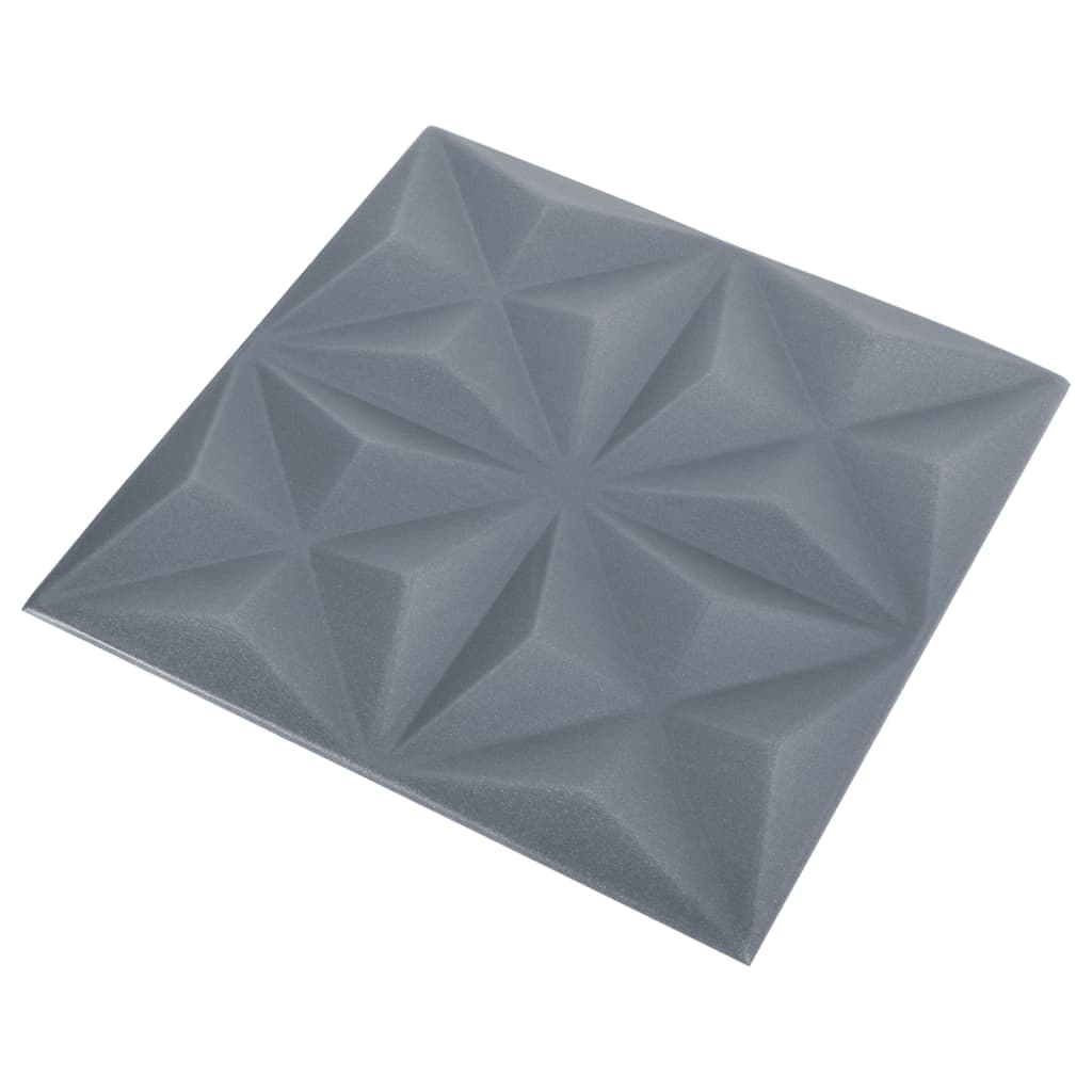 vidaXL Panele ścienne 3D, 24 szt., 50x50 cm, szarość origami, 6 m²