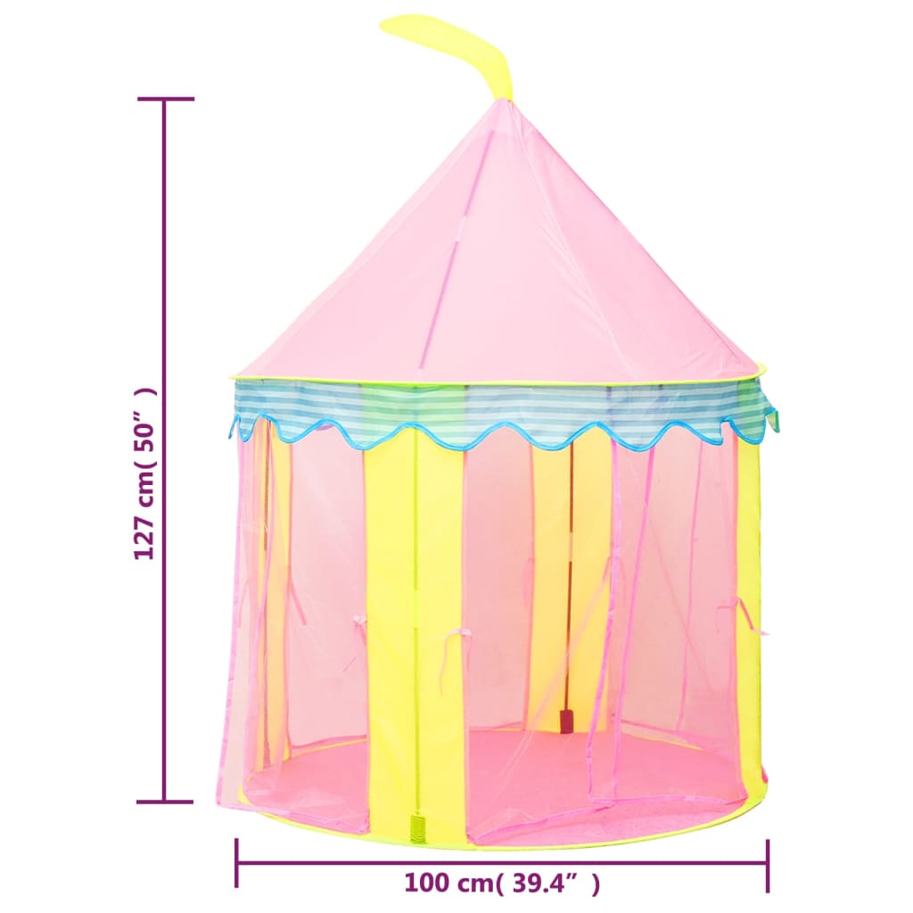 vidaXL Namiot do zabawy dla dzieci, różowy, 100x100x127 cm