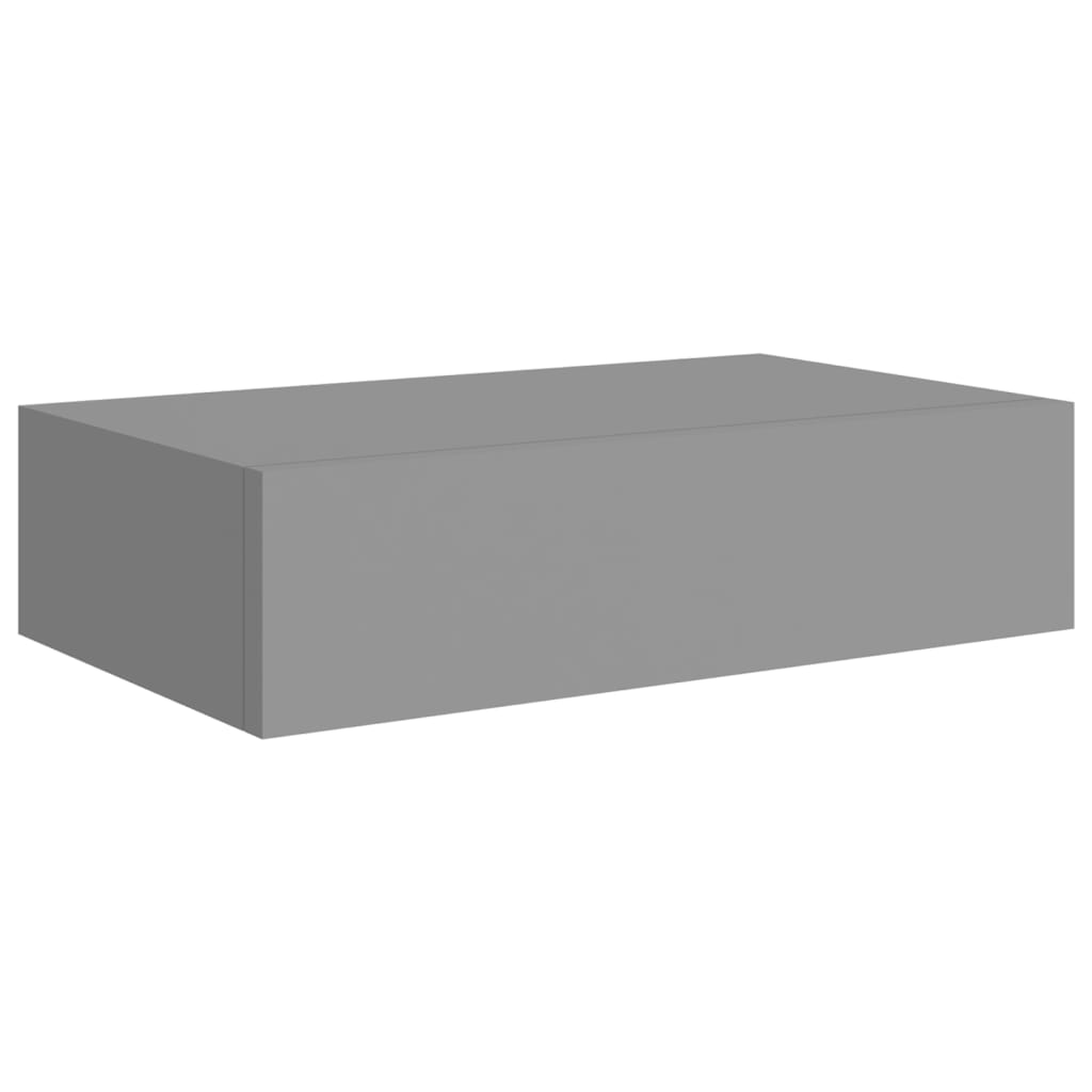 vidaXL Półki ścienne z szufladą, 2 szt., szare, 40 x 23,5 x 10 cm, MDF