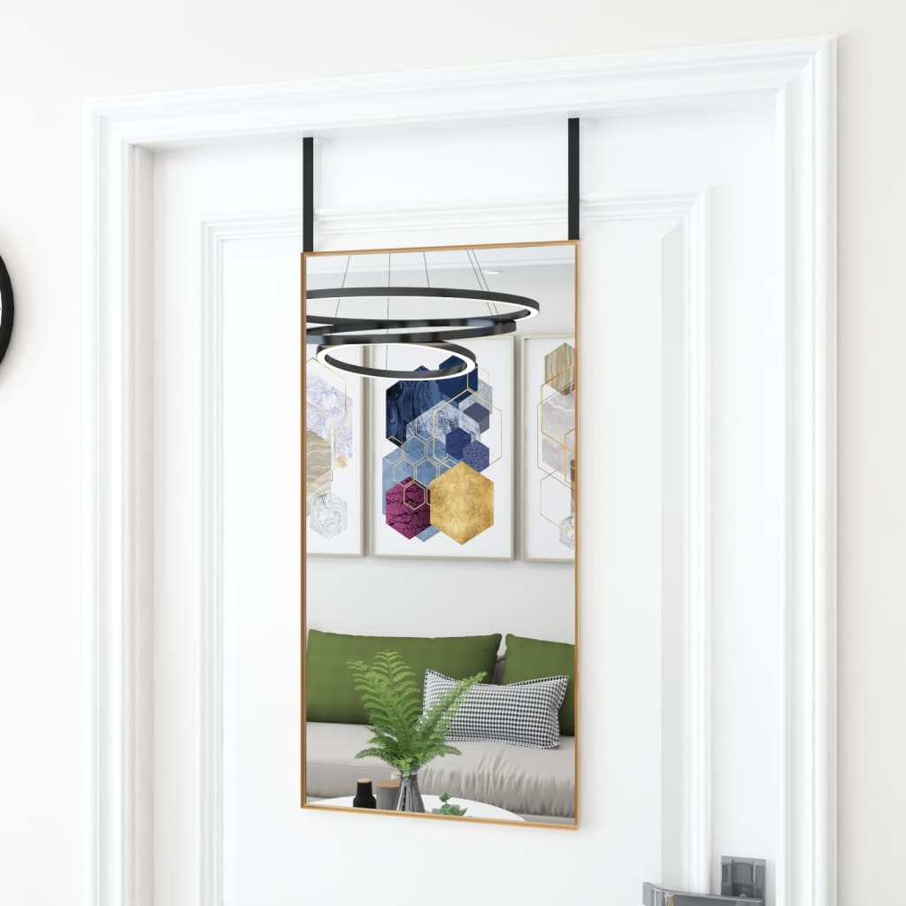 vidaXL Lustro na drzwi, złote, 40x80 cm, szkło i aluminium