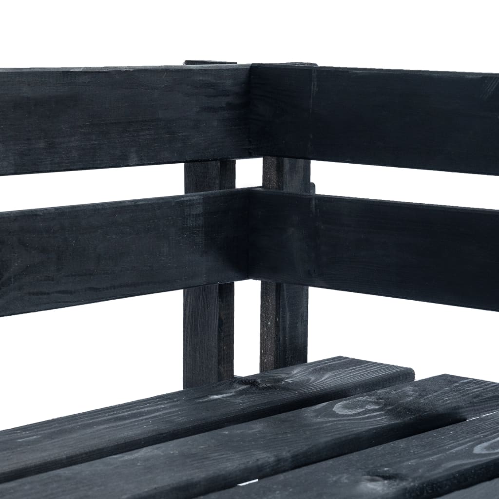 vidaXL Ogrodowa ławka narożna z palet, drewno, czarna