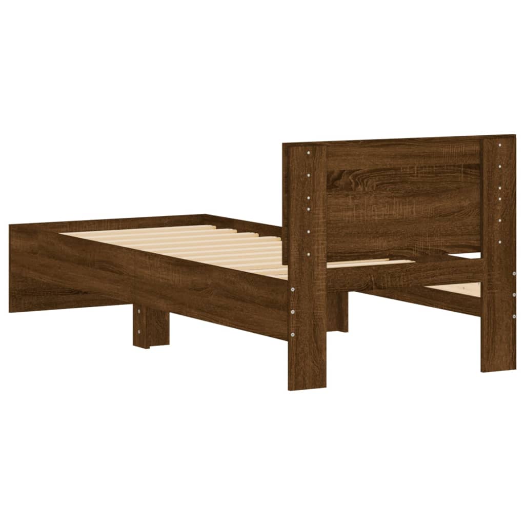 vidaXL Rama łóżka z wezgłowiem, brązowy dąb, 75x190 cm
