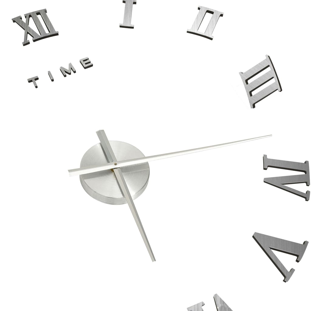 vidaXL Zegar ścienny 3D, nowoczesny design, srebrny, 100 cm, XXL