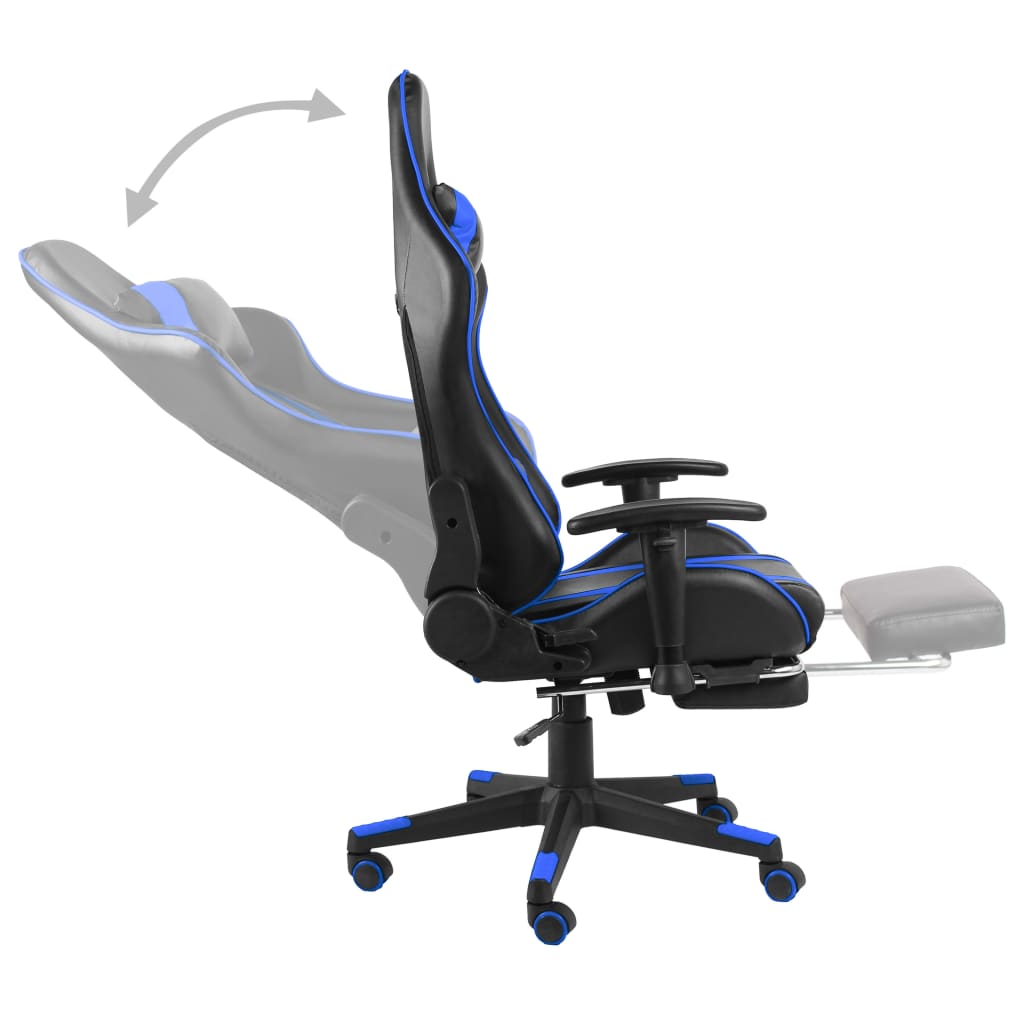 vidaXL Obrotowy fotel gamingowy z podnóżkiem, niebieski, PVC