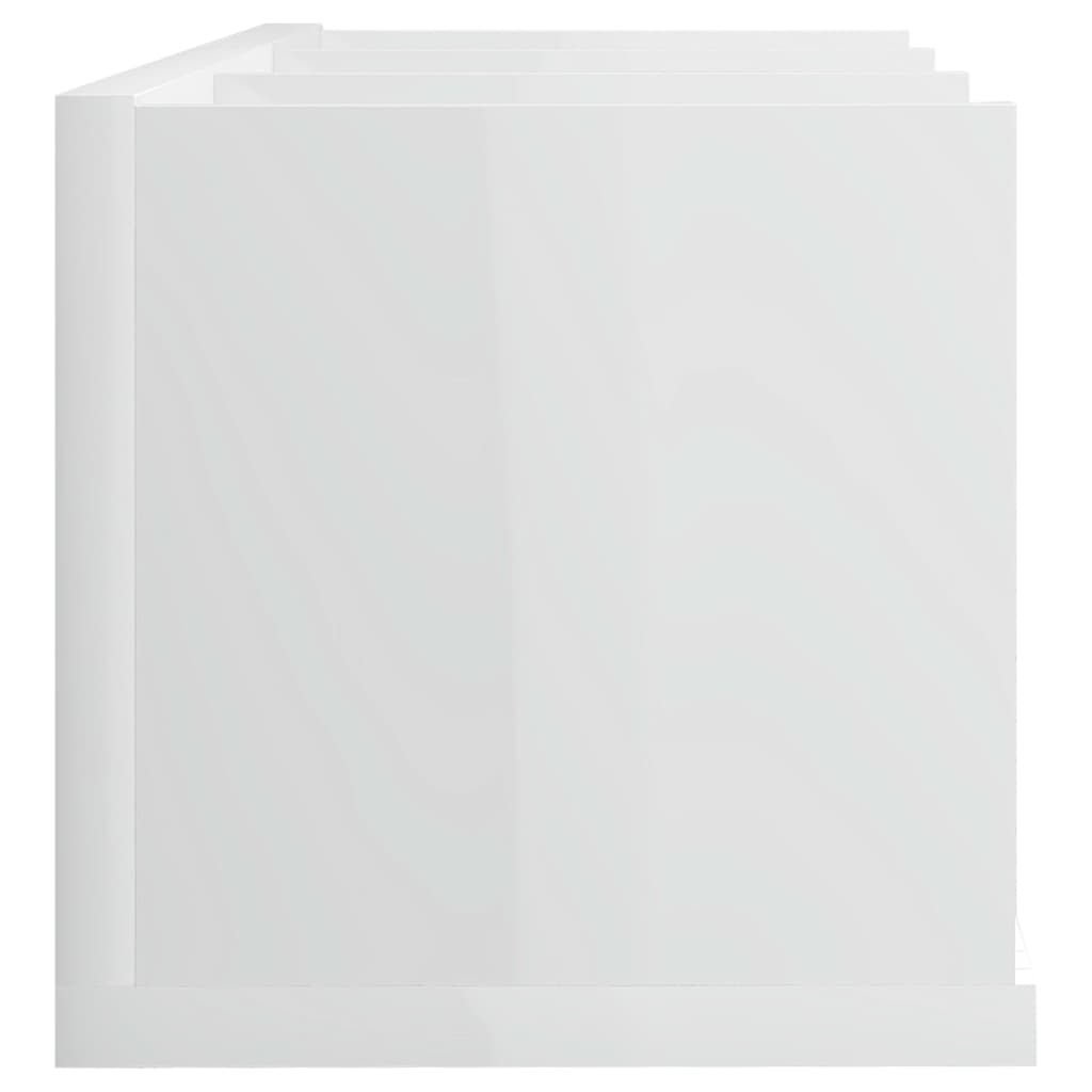 vidaXL Półka na płyty CD, biała, wysoki połysk, 75x18x18 cm