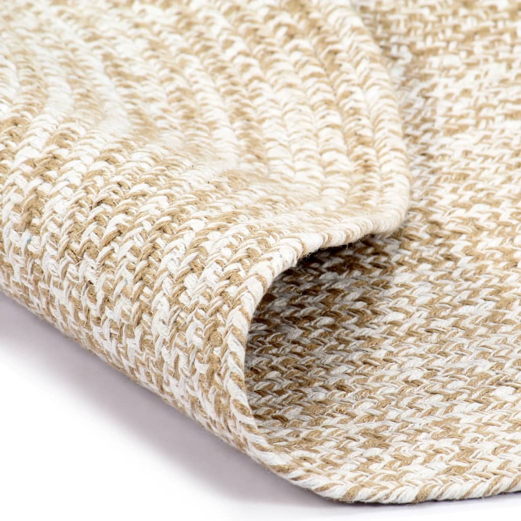 vidaXL Ręcznie wykonany dywanik, juta, biało-brązowy, 240 cm