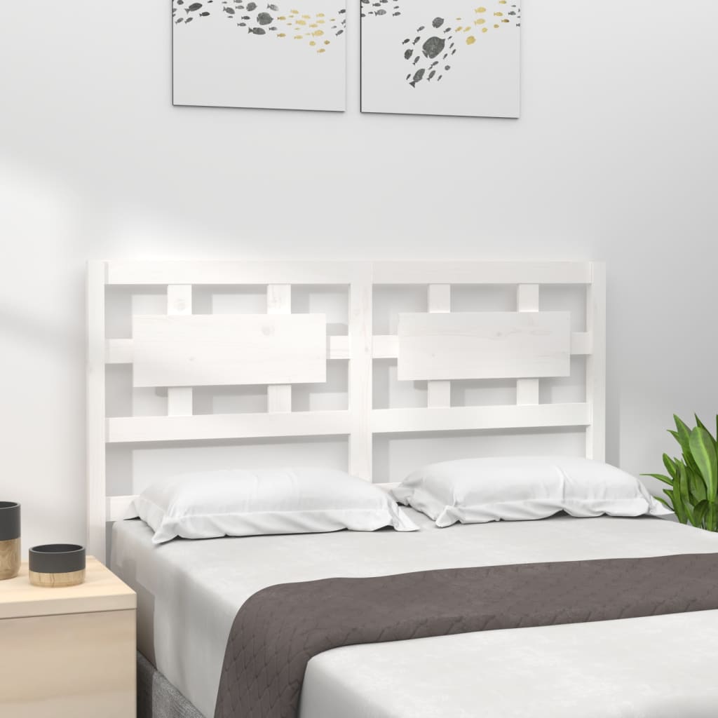 vidaXL Wezgłowie łóżka, białe, 140,5x4x100 cm, lite drewno sosnowe