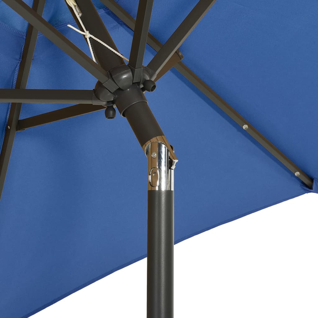 vidaXL Parasol z lampkami LED, lazurowy, 200x211 cm, aluminium