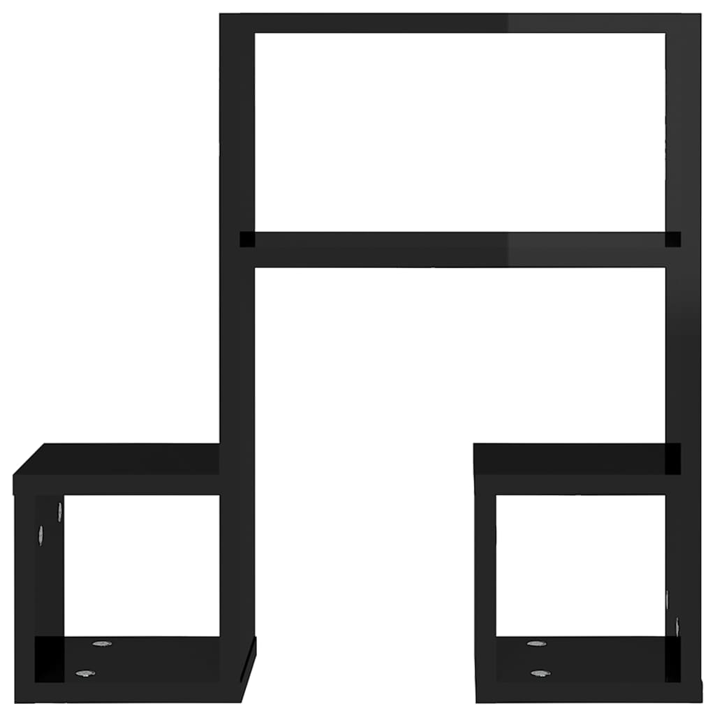 vidaXL Półki ścienne, 2 szt., wysoki połysk czarne, 50x15x50 cm, płyta