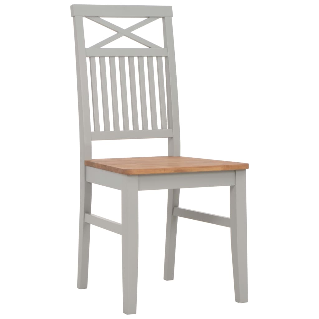 vidaXL Krzesła stołowe, 2 szt., szare, lite drewno dębowe